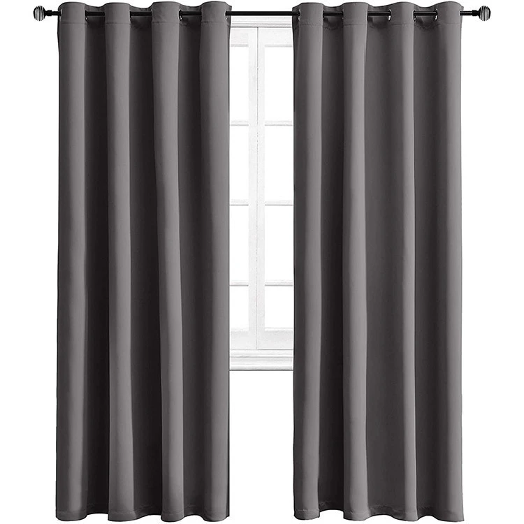 Ready Made Blackout Triple Weaving 100% Polyester Solid Blackout Curtains Cortinas for Living Room
