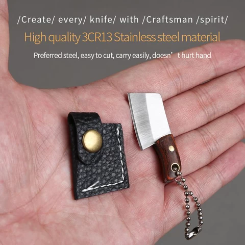 Ready to Ship Hot Sale 3CR13 Stainless Steel Blade Colored Wood+copper Nail Handle Mini Portable Knife Mini Knife Keychain 50PCS