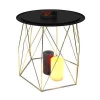 Recycled  wood top metal  round smart side table