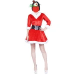 red velvet fur hooded dress  adult female santa claus costume