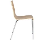 Restaurant bent wood chair with chrome legs