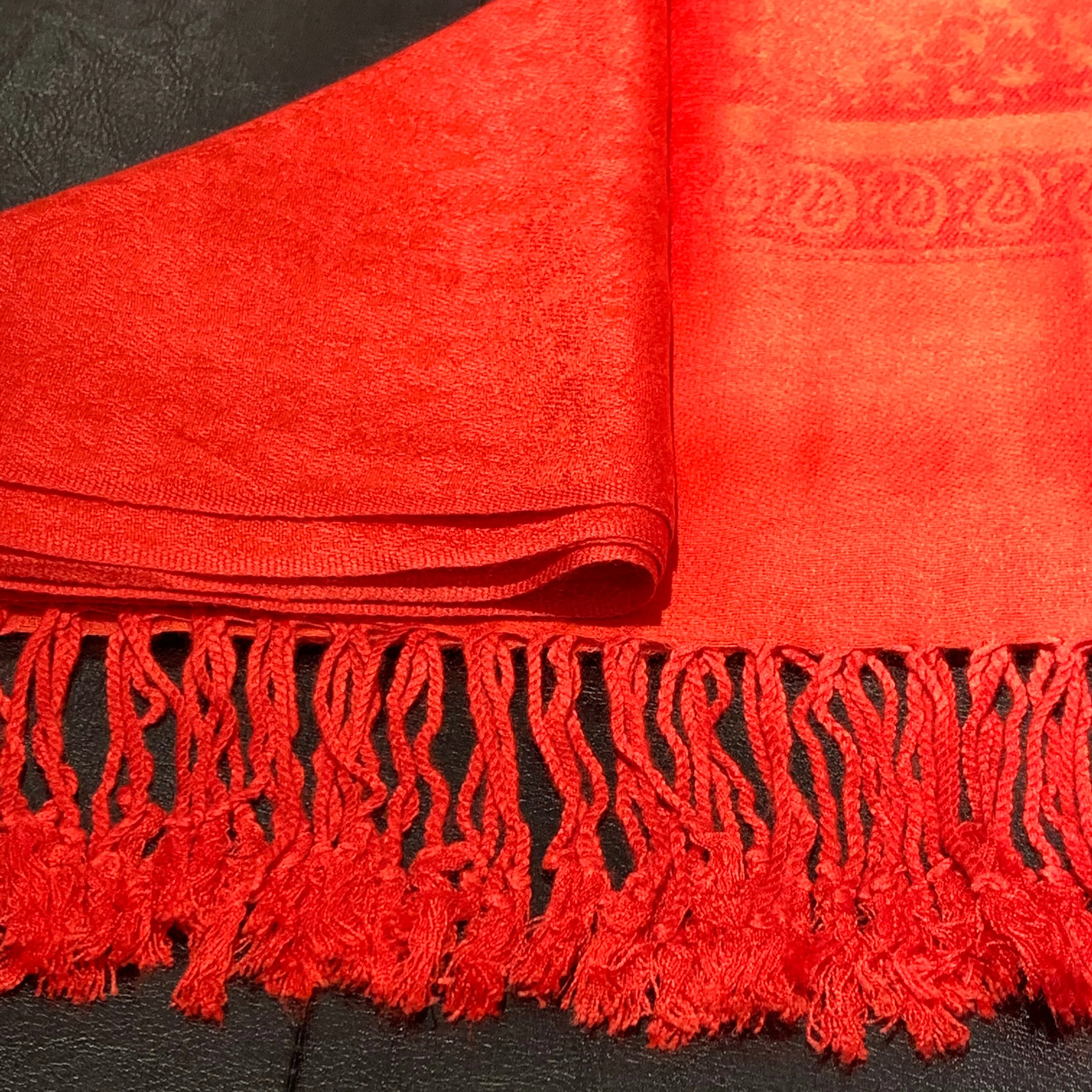 Rich Red Velvet Look 100% Pashmina Wool Scarves/Shawls