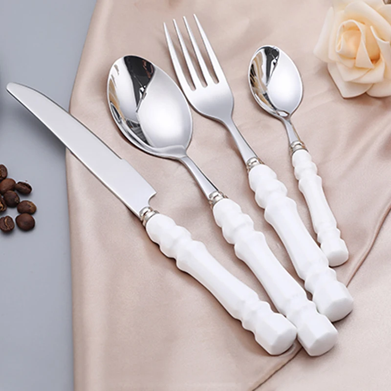 Roman Ceramic Handle Cutlery Set Stainless Steel cutlery Flatware sets