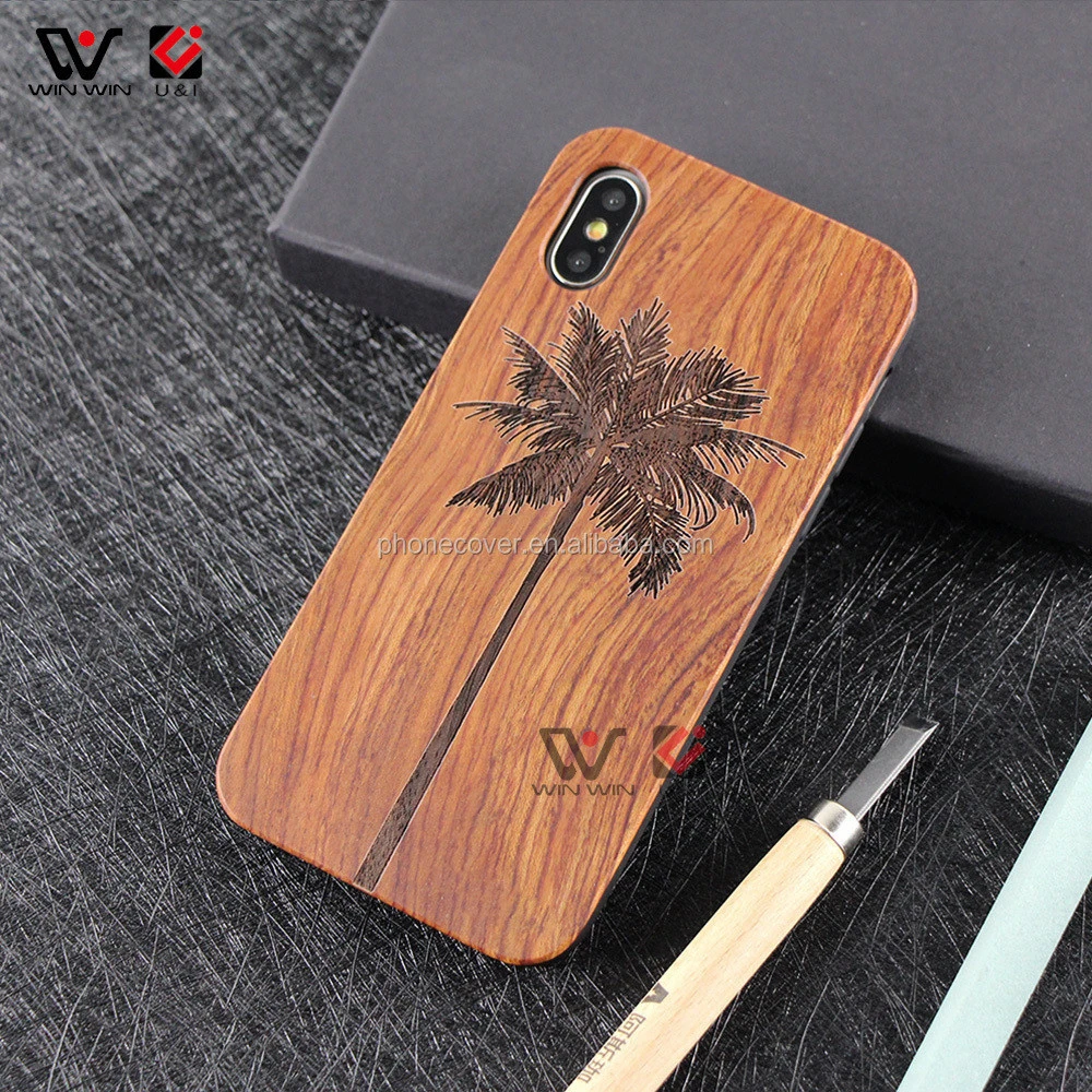 Rose Wood Laser Engraving Design Wooden Cell Phone Cases For iPhone 7