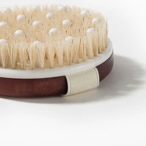 Round and large size dry body brush wooden red bath brush massage brush