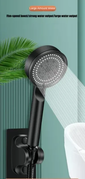 Shower Head 5 Modes Adjustable High Pressure Water Saving Shower Head Water Massage Shower Head Hook Hose Bathroom Accessories