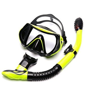 Silicon diving goggles and mask set dry top snorkel set