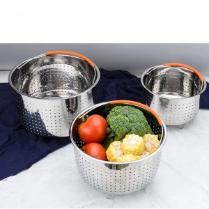 Silicone Handle Stainless Steel Food Steamers Basket Rice Steamer Pressure Cooker Insert Basket