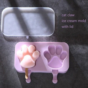 Silicone Ice Cream Mold Reusable Ice Cubes Tray Freeze Popsicle Mold Christmas Decor DIY Ice Cream Maker Tool With Wood Stick