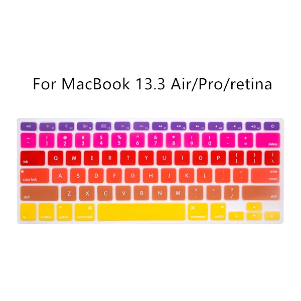 Silicone Keyboard Cover Dust-proof Waterproof Gradient Colors Keyboard Protective Universal For MacBook 13.3Inch Air Pro Retina