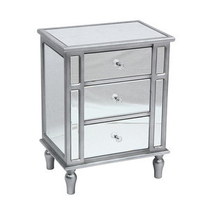 Silver Mirrored Modern Nightstand Table for livingroom bedroom
