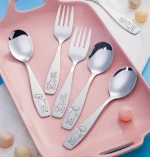 Silverware Children Cutlery Set Stainless Steel Baby Spoon Fork Knife Kids Cutlery Set Flatware Set