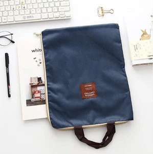 Simple Canvas Cloth File Bag 35*27cm Document Bag for A4 with Zipper Stationery Office supply