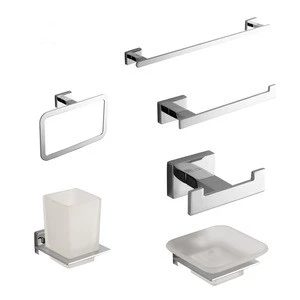 Simple Modern 6 pcs Zinc Alloy Chrome Bathroom Accessory Set