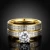 Import SJTGR041 Luxury Jewelry Set Titanium Steel Yellow Gold Plating Women Prong Setting Cubic Zirconia Women Wedding Ring Set from China