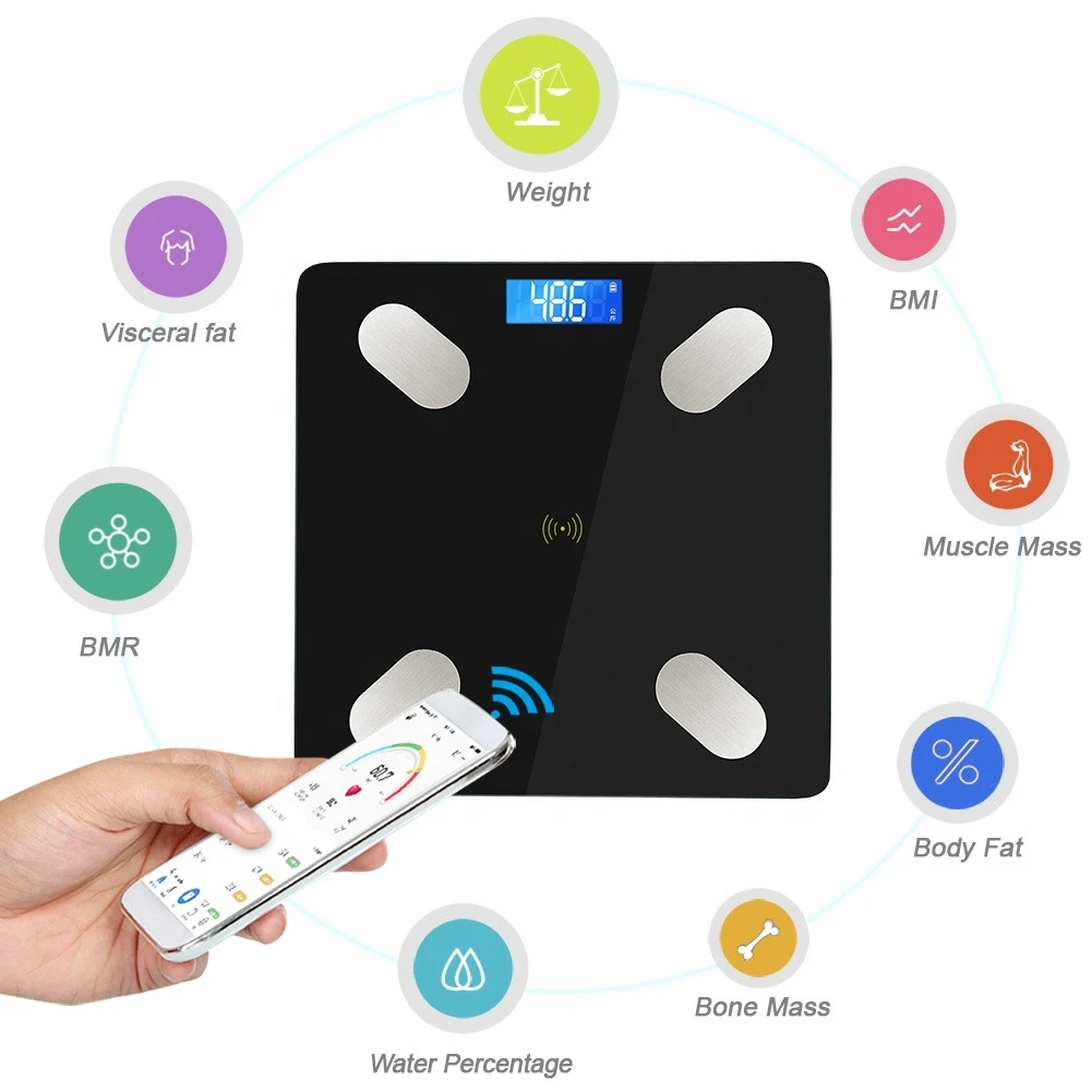 Smart App Android IOS Bathroom Scale 180kg/396lb  LED Portable Weight Body Fat Balance Digital Electronic BMI Weighing Scale