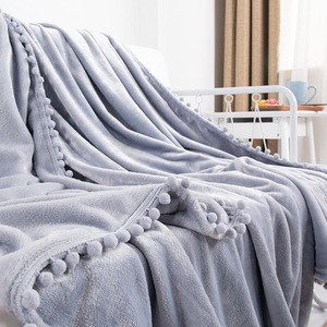 Soft Warm Coral Fleece Blanket Winter Sheet Bedspread Sofa Throw blanket 5 Sizes Mechanical Wash Flannel Blankets with tassels