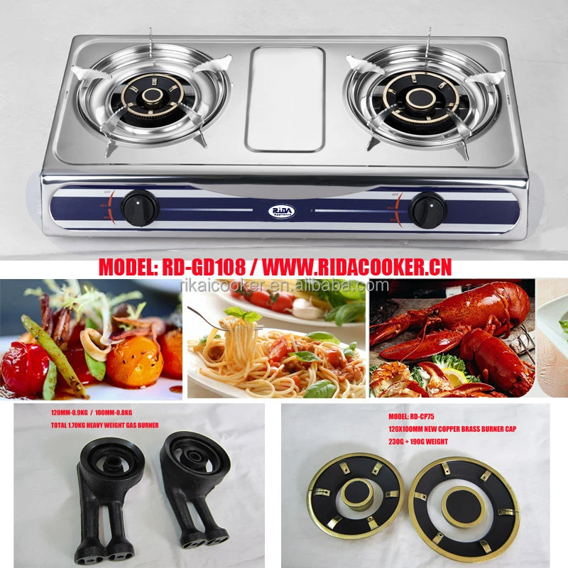 S/S Hot seller indoor home household kitchen cooking 2 burner table top gas cooker stove in thailand