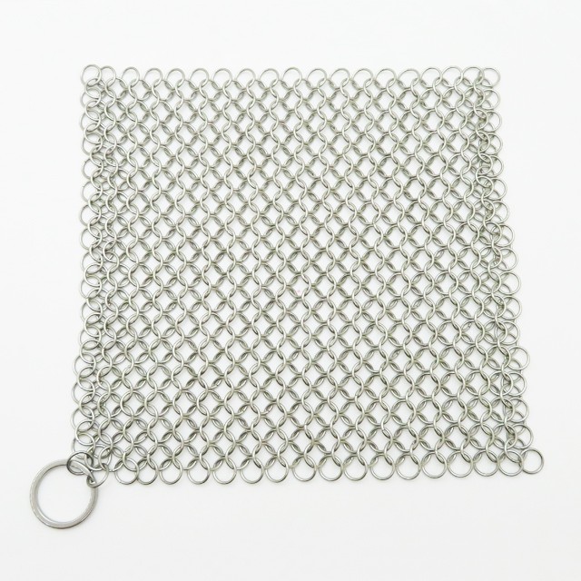 Stainless Steel 8x6 Large Chainmail Scrubber for Lodge Cast Iron Skillet, Dutch Oven, Griddle, Grill Pan