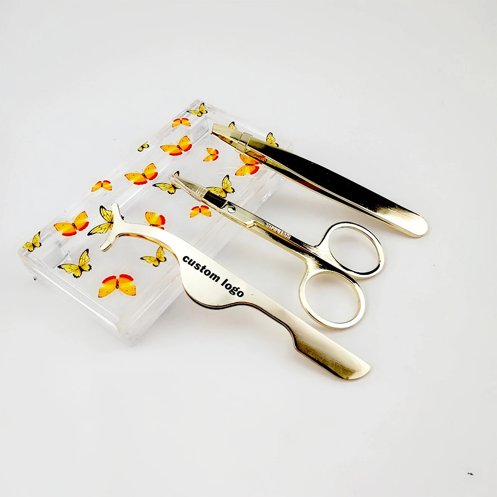 Stainless Steel Curved Titanium Beauty Manicure Eyebrow Scissors