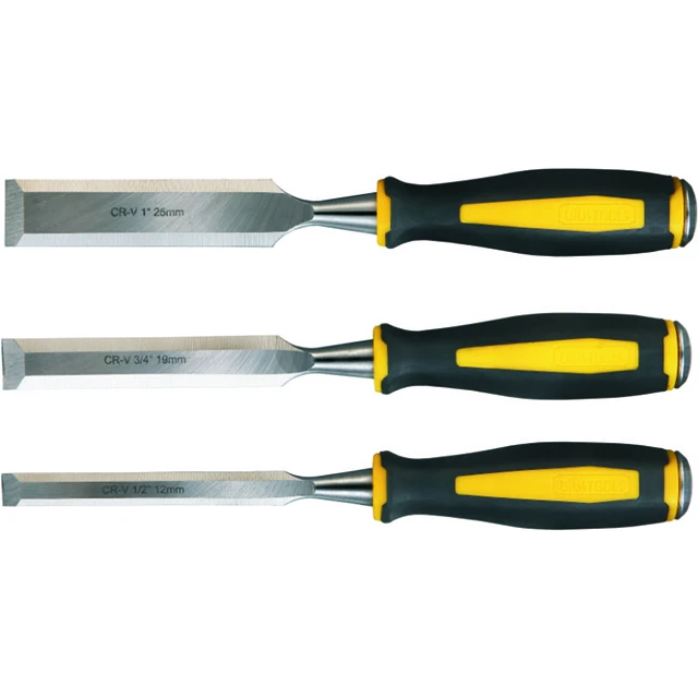 Striking Tools 3 Piece Wood Chisel Set with Black and Yellow Handle