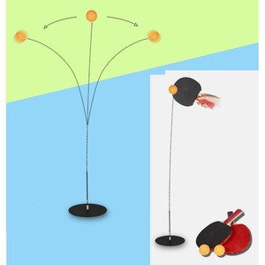 Table Tennis Trainer Equipment Accessories Ping Pong Balls Springback Robot &amp; 1 Pair Wood/ Plastic Paddles
