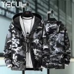 TECUL camo windbreaker mens spring/autumn customized LOGO two-sided wear large size jacket camouflage hooded thin windbreaker