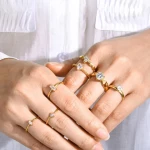 Titanium Steel Ring Stainless Steel Zircon Gold Ring Womens Personalized Fashion Ring Jewelry Wholesale