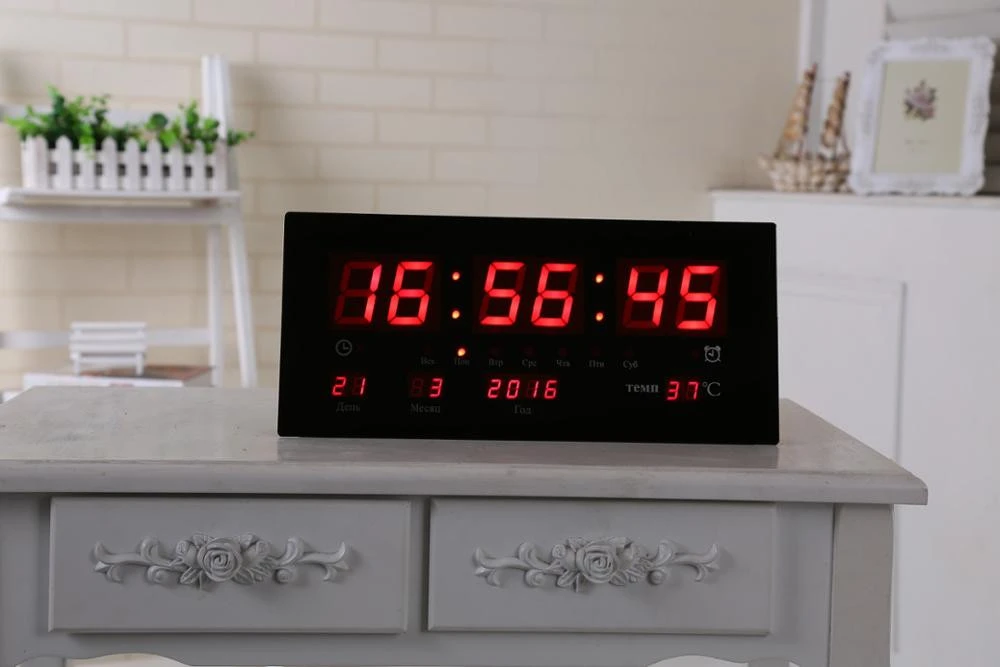 top seller calendar time display led digital wall clock with date and temperature