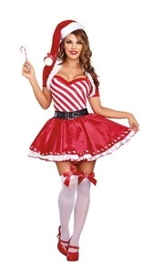 Top Selling 2018 Hot High Quality Three Piece Red Velvet Christmas Costume Women