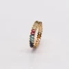Trendy jewelry colorful plated gold zircon baguette stones rainbow rings jewelry on sale