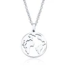 Trendy Jewelry Stainless Steel Chain Round Circle Pendant Globe Necklace World Map Necklace