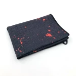 Tri-fold printed golf waffle ball cleaning towel for golf bags with clip and hook