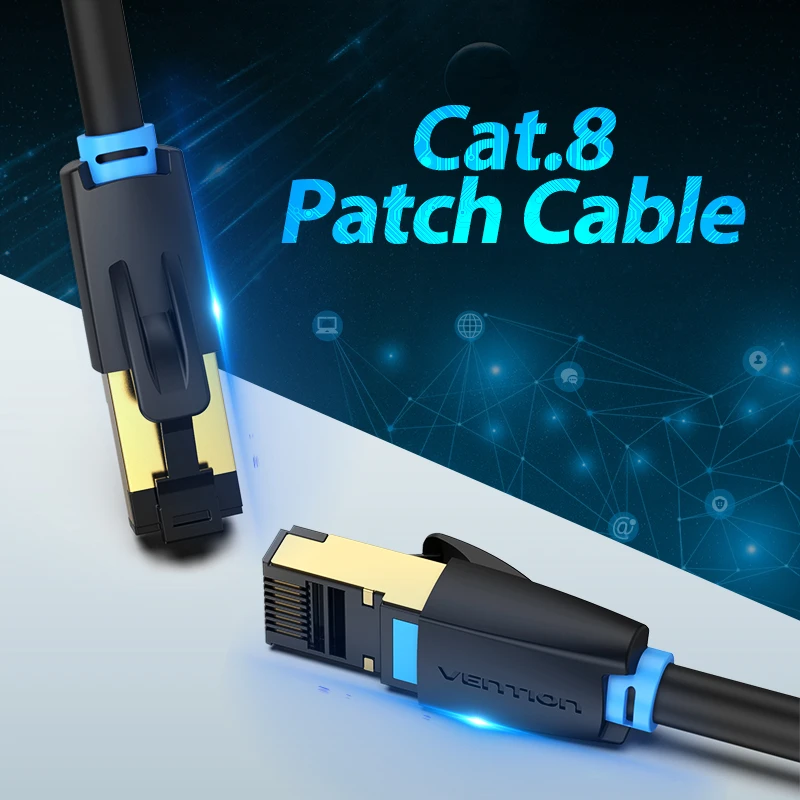 Vention CAT 8 Ethernet Cable High Speed SFTP Internet Network Flat Internet Cable RJ45 Connector for Router Modem