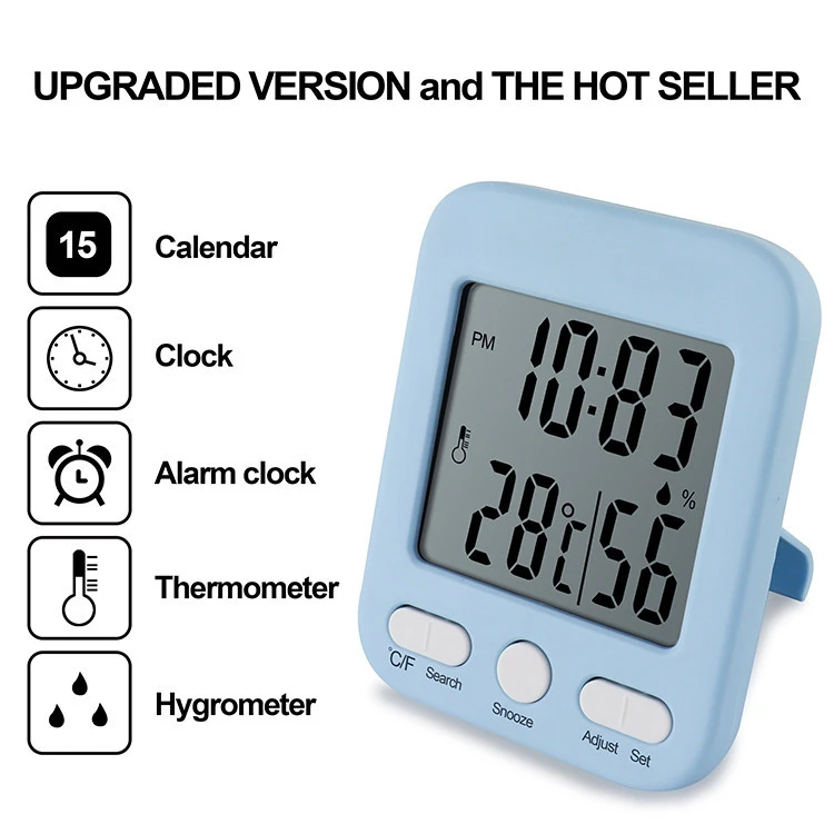 Wall clocks LCD digital alarm clock for bedroom digital Thermo Hygrometer and Calendar Digital Alarm Clock
