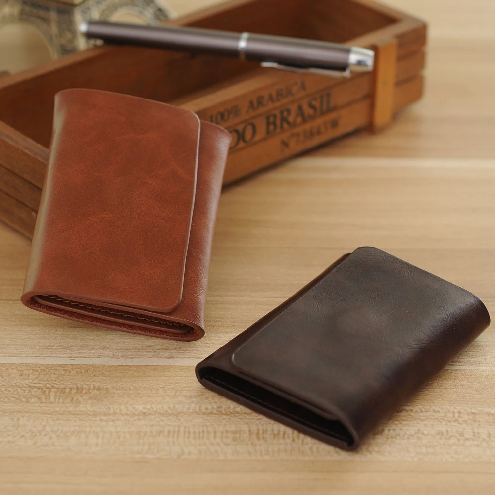 Wallet Leather Card Cash Receipt Holder Organizer Bifold Male coin purse