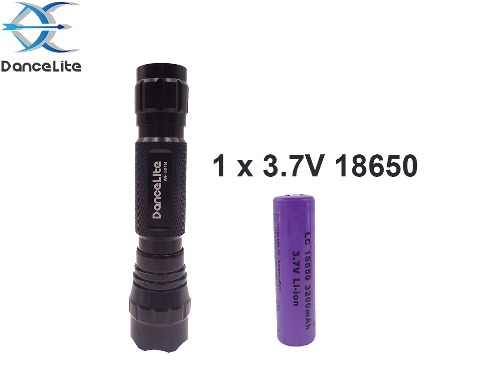 WF-501B Ultraviolet 2-CORE 395nm 5W UV 1-MODE(on/off) Special Flashlight Black Light Rechargeable Testing UV Torch
