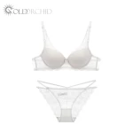 White transparent 34 size 3/4 cup steel ring bra panty set images