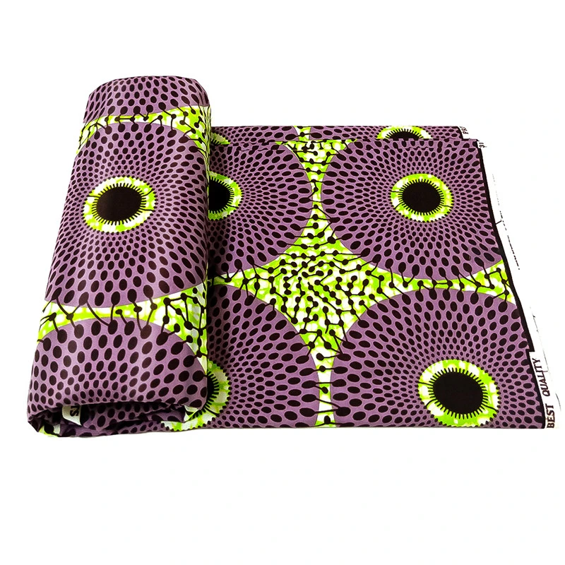 Wholesale African Cotton Ankara Print Clothing Material Real Wax Fabric Total 6 Yards Per Piece