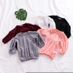 Wholesale Autumn Solid Puff Sleeve Baby T-Shirts Girl