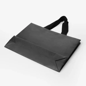 Wholesale Black Gift Shopping Paper Bag With Logo For Clothing Custom Packaging Bag