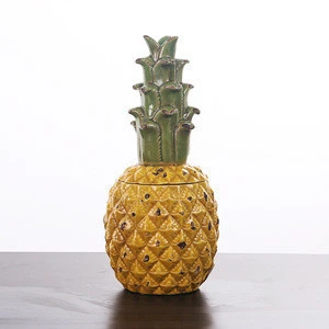 wholesale China factory artificial  flower vase   ceramic pottery pot porcelain pineapple decor