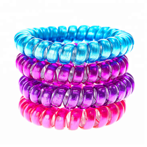 Wholesale Colorful Telephone Line Phone Cord Spiral Hair Tie