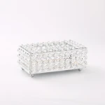 Wholesale Crystal Tissue Box Home Decor Luxury Gold Silver Metal Glass Paper Rhinestones Paper Tissue Box
