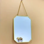 Wholesale custom home hotel bathroom wall hanging textured metal decorative frame mirror