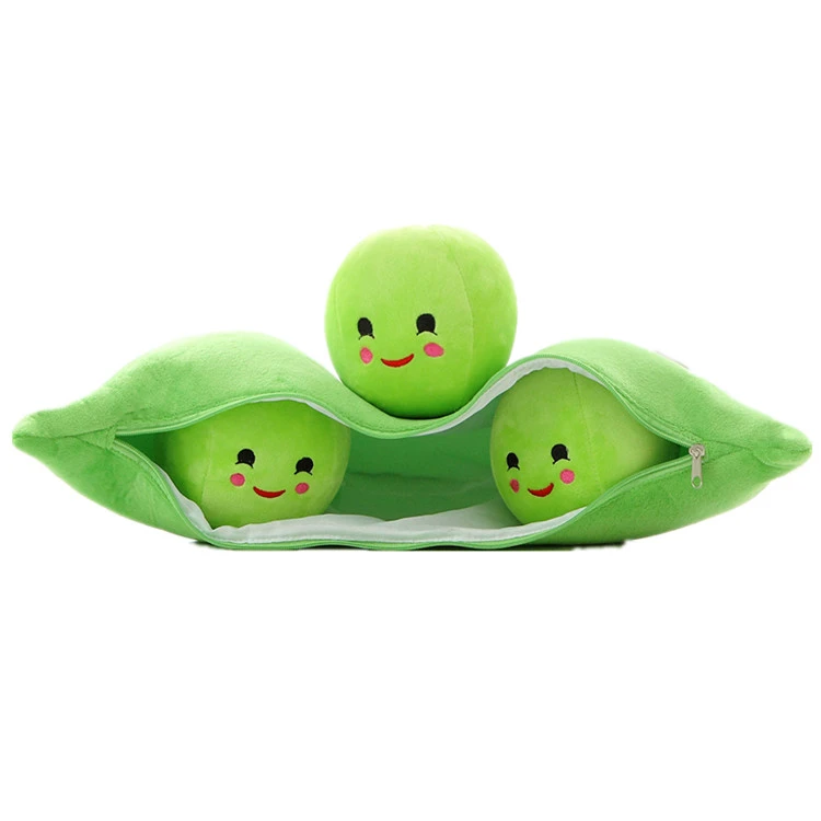 wholesale custom peas shape plush fabric cotton stuffed toy