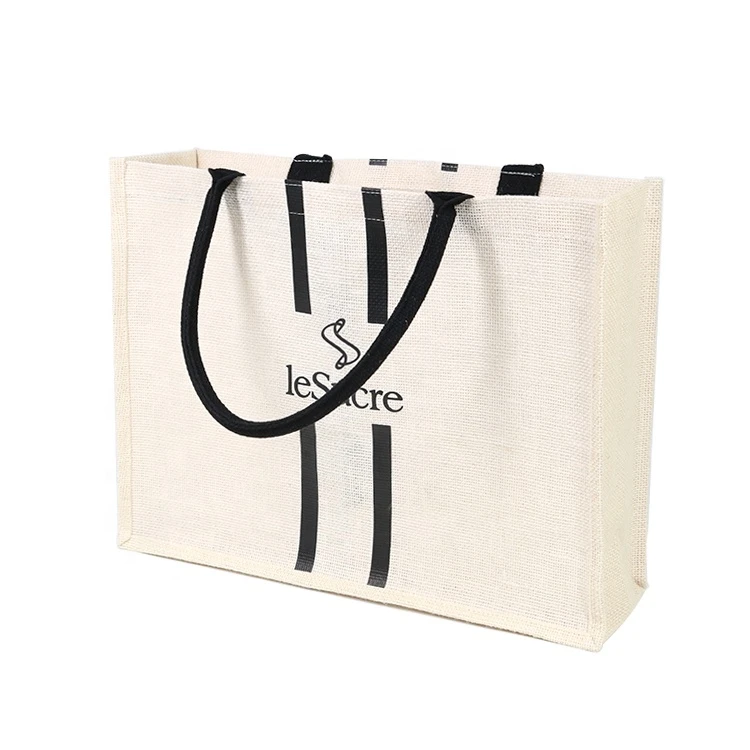 Wholesale Custom Printed Reusable White Shopping Jute Bags With Logo
