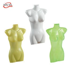 Wholesale fashionable female PP plastic half body form mannequin With Metal Hook(#863)