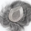 wholesale high quality 1B/grey color hair replacement 100% human hair gray toupee for old men