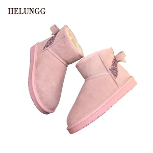 Wholesale hot selling faddish in vogue  classic elegant soft warm Winter Genuine Leather Ankle Boots Women Boots Shoes  boots